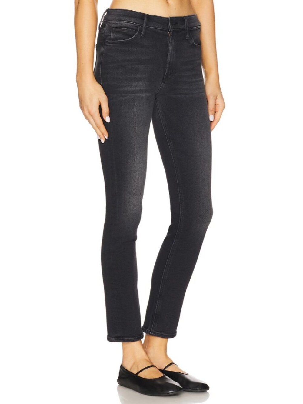NWT Mother Mid Rise Dazzler Flood in Not Today Satan Black Stretch Jeans 27